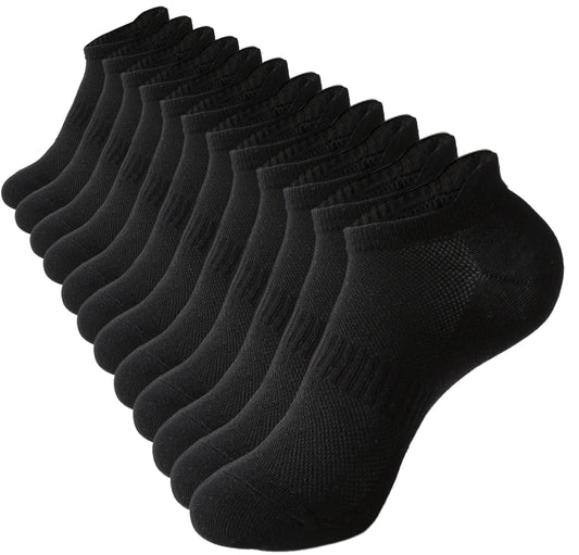 ACCFOD  Ankle Socks Athletic Running Low Cut Socks With Tab 6 Pairs 6-11 Black