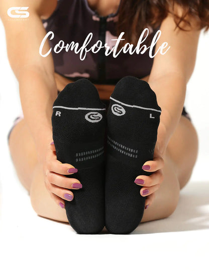CS CELERSPORT 6 Pack Ankle Running Socks Cushioned Low Cut Tab Athletic Socks Medium Black